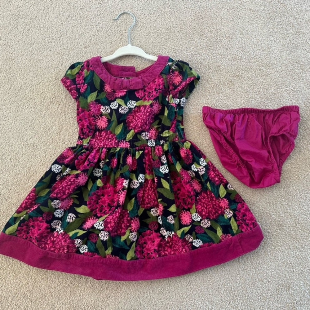 Gymboree girl's 2 piece matching outfit dress set bloomers 2t corduroy floral